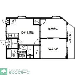 ライムかいぬま 5階2DKの間取り