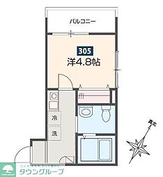 西武拝島線 小川駅 徒歩6分の賃貸アパート 3階1Kの間取り