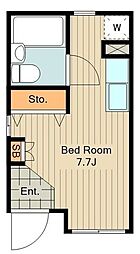 メゾンジュネス 1階ワンルームの間取り
