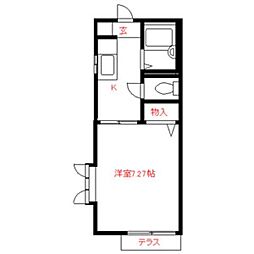 京王井の頭線 久我山駅 徒歩15分の賃貸アパート 2階1Kの間取り