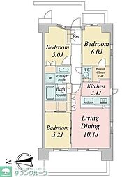 JR中央線 武蔵境駅 徒歩4分の賃貸マンション 5階3LDKの間取り