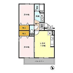 ファミール豊田 3階2LDKの間取り