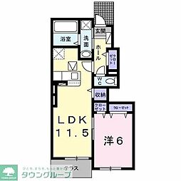 ブリーズ 1階1LDKの間取り