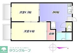 メゾン杉 1階2DKの間取り