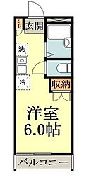 JR中央線 東小金井駅 徒歩16分の賃貸アパート 1階1Kの間取り