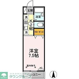 Ｊ・フローレ 2階1Kの間取り