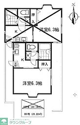 JR中央線 東小金井駅 徒歩14分の賃貸アパート 1階1Kの間取り