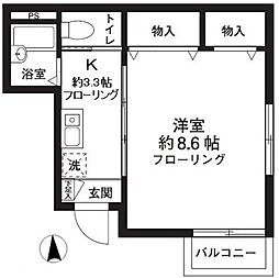 JR南武線 西国立駅 徒歩11分の賃貸アパート 2階1Kの間取り