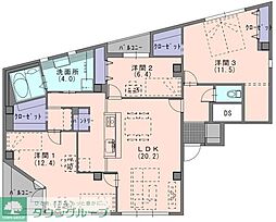 京王線 高幡不動駅 徒歩2分の賃貸マンション 4階3LDKの間取り