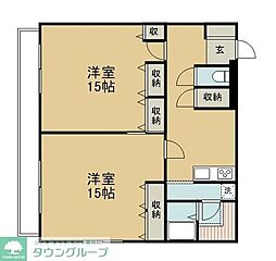 栄光ビル 2LDKの間取図画像