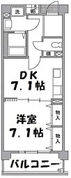 UR都市機構コーポレート武蔵境 1DKの間取図画像
