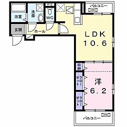 フォルシュライゼ 1LDKの間取図画像