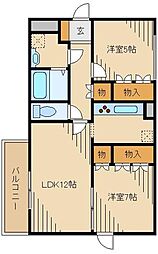 パールハイツ恋ヶ窪 2LDKの間取図画像