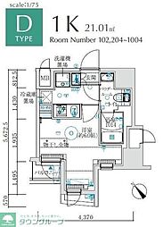 MAXIV国立矢川 1Kの間取図画像