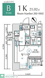 MAXIV国立矢川 1Kの間取図画像