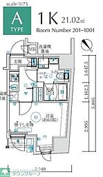 MAXIV国立矢川 1Kの間取図画像