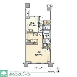 プラウドシティ国立 1LDKの間取図画像