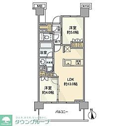 プラウドシティ国立 2LDKの間取図画像