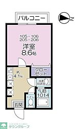 Kメゾン 1Kの間取図画像