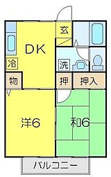 エントピア新秋津B 2Kの間取図画像