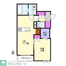 カントリーマム邦菊 3階1LDKの間取り