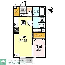 リヴェール・エスパシオ 1階1LDKの間取り