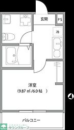 DELIGHT TOWN 2階1Kの間取り