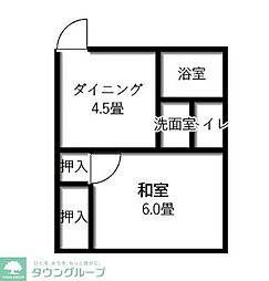 ドリーム大宮 2階1DKの間取り