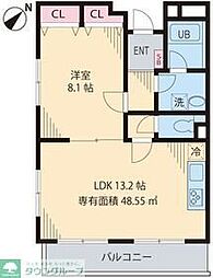 セピアコート 1階1LDKの間取り