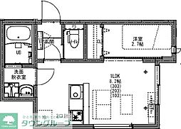 ＫＥＩＡＩ　ＲＥＳＩＤＥＮＣＥ　大和田II 3階1LDKの間取り