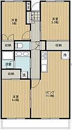 JR東北本線 大宮駅 バス8分 三橋1丁目下車 徒歩2分の賃貸マンション 3階3LDKの間取り