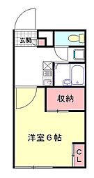 レオパレスエトワール 2階1Kの間取り