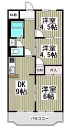 サンライズマンション 3DKの間取図画像
