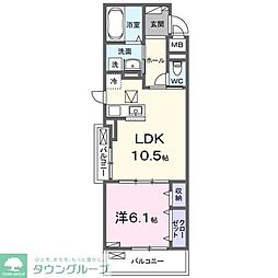 コスモステラス ウエスト 1LDKの間取図画像