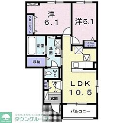 プリムヴェール C 2LDKの間取図画像
