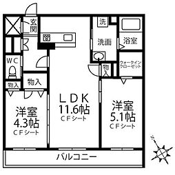 LadiceD 2LDKの間取図画像