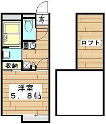 レオパレスレクエルドユウ 1Kの間取図画像