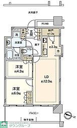 URAWA THE TOWER 2LDKの間取図画像