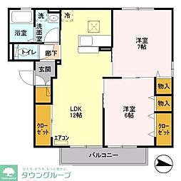 ディアコート 2LDKの間取図画像