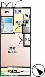 アネックス上小町 1Kの間取図画像