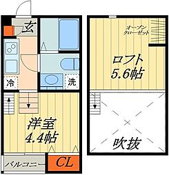 Alba上木崎 1Kの間取図画像