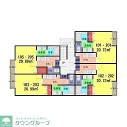 リベルテ大和田 1Kの間取図画像