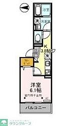 フローリッシュ武蔵浦和 1Kの間取図画像