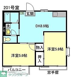 クリーンハイツ 2DKの間取図画像
