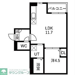 春日部市小渕アパート 1LDKの間取図画像