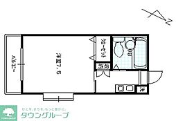 コーポヤチヨ1 1Kの間取図画像