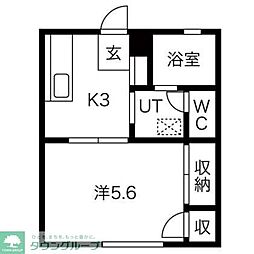 エスポワールベル 1Kの間取図画像