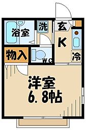 西武多摩川線 多磨駅 徒歩5分の賃貸アパート 1階1Kの間取り