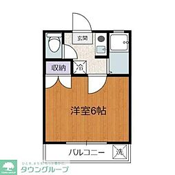 東急世田谷線 松原駅 徒歩10分の賃貸アパート 1階1Kの間取り