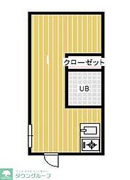京王線 幡ヶ谷駅 徒歩9分の賃貸マンション 1階ワンルームの間取り